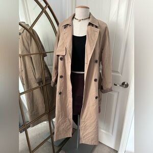 NWT Thursday Island Khaki Belted trench embroidery coat Sz S